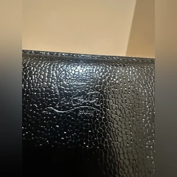 Christian Louboutin Black Crackled Patent Leather Zip Around Continental Wallet